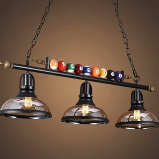 Hängeleuchte Retro Billard Industrieller E27 Höhenverstellbar Pendelleuchte Metall Schmiedeeisen Design Pendellampe Billardtisch Bar Café Esstisch Dekor Hängelampe Beleuchtung Kronleuchter Schwarz