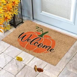 Welcome Fall Fußmatte Dekorative KürbisFußmatte Dekorative Fußmatte Bodenmatte HerbstFußmatten Outdoor Willkommen Türmatte Thanksgiving Teppich Rutschfest Halloween Türmatte Bodenmatte (B-A, 40x60cm)