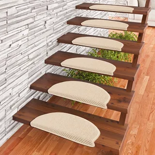 Pergamon Bentzon Flachgewebe Stufenmatten Beige (halbrund) einzeln oder im 15er Set in 2 Größen