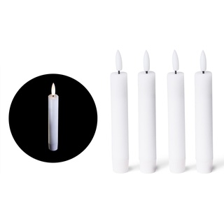 Novaliv, LED Kerzen, 4x Stabkerze LED bewegliche Flamme Wachs - Echtwachs Weiß - Indoor - 20cm Höhe für 2,2cm Durchmesser (4 x)