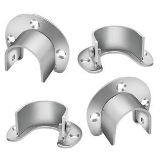 4 stück Kleiderstangen Halterung mit Edelstahl, silber schrankstange halterung, Flansch Stangenhalter, Gardinenstange Halter, Rundrohr Halterung für Kleiderschrankhalterung/Gardinenstange