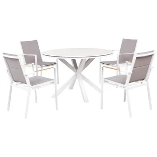 Beliani Gartentisch Set 4-tlg. Weiß/Grau/Beige
