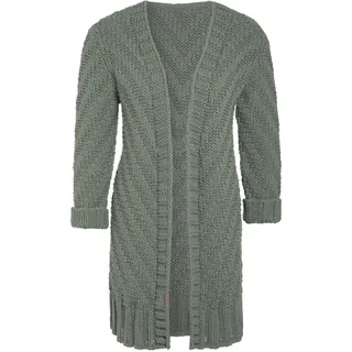 KNIT FACTORY - Sally Strickjacke - Mittellange Damen Strickjacken - Cardigan mit Wolle - Grobstrickjacke - Strickweste für den Herbst und Winter - Hochwertige Qualität - Urban Green - 36/38 - 36-38