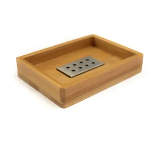Bagnoxx Seifenspender Seifenschale Bambus, (13,5 × 9,8 × 2,5 cm, braun, 1-tlg), Bambus, Seifenablage braun