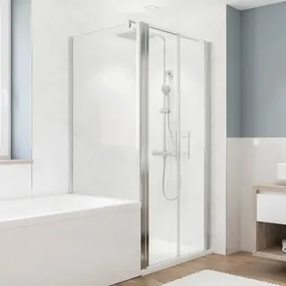 BREUER Badewannen-Seitenwand für Pendeltür FARA 5 80 x 165 cm Profil silber Klarglas Reversibel