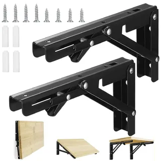 Klappkonsole Edelstahl Wandregal, Klappwinkel Regalträger, Klappregalhalterungen, 2PCS 200mm Klappkonsole Schwerlast Regalträger Klappbar Platzsparend Klappbares Regal für Haus Küche Büro
