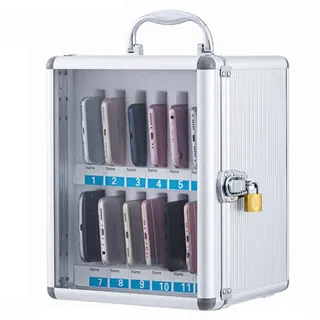 Handy-Verwaltungsbox Handy-Schließfach Wandmontierter Transparenter Handykoffer Mit Schloss Handy-Organizer 12~60 Position Handy Aufbewahrungsbox (Color : Silver, S : 12 Bits)