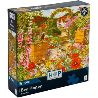 Das House of Puzzles – Bee Happy Puzzle – 1000 Teile Puzzle für Erwachsene, von Künstlerhand illustriert, malerische Landschaft, Deluxe Puzzle-Geschenk
