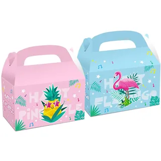 12 Stück Hawaii Flamingo Party Favor Geschenktüten Candy Treat Boxen für Kinder Geburtstagsfeier Baby Shower Supplies Dekorationen