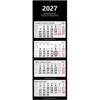 XXL 4-Monatskalender 2027 schwarz großer Wandkalender Bürokalender 4 Monate
