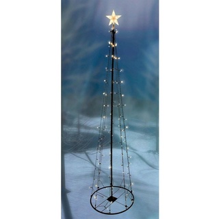 Mojawo Lichtervorhang XL LED Metall Weihnachtsbaum mit Stern warmweiß 106 LEDs 180cm