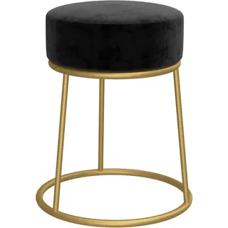 vidaXL Hocker Rund Sitzhocker Polsterhocker Fußhocker Rundhocker Sitzpouf Pouf Puff Sitzpuff Ottomane Schemel für Wohnzimmer Flur Schwarz Samt