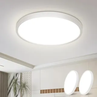 ZMH 2ER Deckenlampe LED Deckenleuchte Flur - Badezimmerlampe Flach 15W | Küchenlampe Rund Flurlampe 4000K Badezimmer Ø18cm Badlampe Decke Schlafzimmerlampe Klein für Küche Bad Schlafzimmer