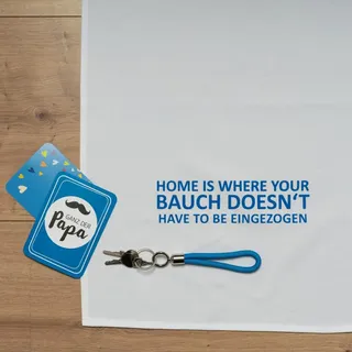 17;30 made in Hamburg Geschirrtuch Weiss mit Spruch Home is Where Your Bauch Doesn't Have to BE EINGEZOGEN 50x70 cm 1 Stück