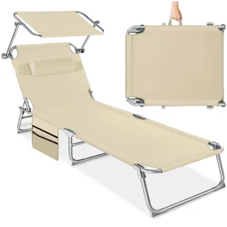 Tectake Sonnenliege 190 x 68 x 28 cm Beige