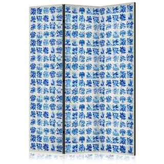 Muralo Paravent 3-teilig Raumteiler klappbar Boot, Pflanzen und Blumen (Packung, 1 St., 135x172 cm), 3 Varianten, für das Schlafzimmer, das Wohnzimmer blau