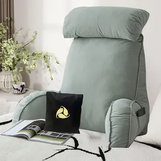 Rückenkissen für Bett Waschbarer, Ergonomisches Bett Rückenlehne, Lesekissen für Bett und Sofa mit Armlehnen/Nacken, Sitzkissen Bett, Bett Kissen Rückenkissen für Erwachsene beim 75cm×40cm×58cm