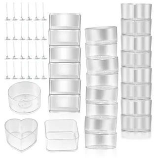 30 Stück Teelichter Kerzenhalter, 100 Stück Kerzendochte, Kunststoff Teelichtbecher Kerzenhalter, Wachsschmelz Dosen Formenhalter, Kerzenherstellungsset für DIY, Kerzen herstellen