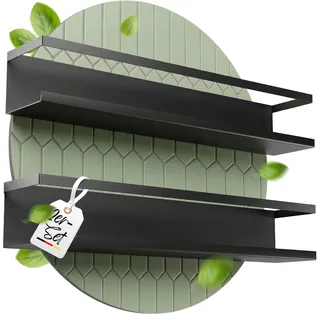 LIKAYA Gewürzregal schwarz 2er Set inkl. 3M Klebepads – Schwarzes Gewürzregal Wand ohne Bohren | Ideal für Ankerkraut und Just Spices | Spice Rack Gewürzregal hängend für Schrank oder Fliesen
