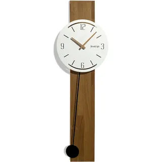 Wanduhr Aus Holz Mit Pendel, Naturweiß