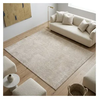 Sehrazat Teppich Moda 1100, auch als Läufer, rechteckig, Höhe: 11 mm, Kurzflor, grafisches Hoch Tief Muster, Wohnzimmer beige 200 cm x 290 cm x 11 mm