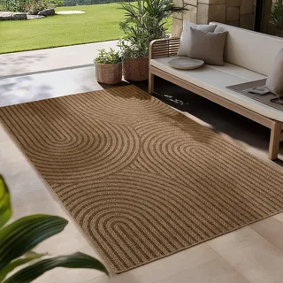 Carpetsale24 Outdoor Teppich Wetterfest 280x370 cm Beige Pflegeleicht im natürlichen Jute-Look für Wohnzimmer Esszimmer Schlafzimmer Terrasse Balkon XXL Extra Groß