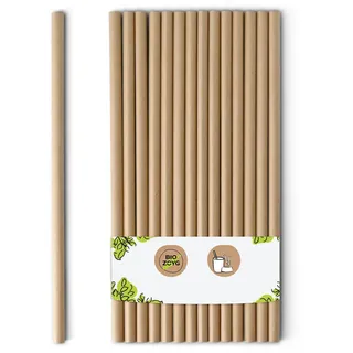 BIOZOYG 600 Stück Jumbo Papiertrinkhalme 23cm,  Ø8mm, braun, Strohhalme, Saugrohre, Trinkröhrchen, dicke XL Getränkerohre für Smoothies und Shakes
