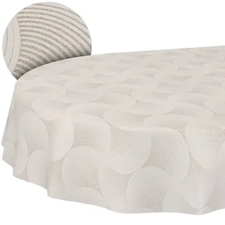 ANRO Tischdecke abwaschbar Curva 220 x 140 cm Beige