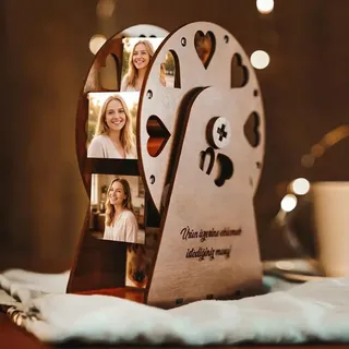 VEELU Personalisierte Riesenrad Bilderrahmen Fotorahmen für Mehrere Fotos Drehbarer Riesenrad Bilderrahmen Retro Deko Fotogeschenke Personalisiert Geschenke für Hochzeit, Heimdekoration (Stil 1)