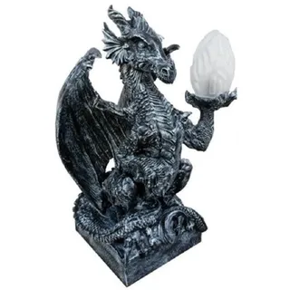 JVmoebel Tischleuchte Handgefertigte Drachen Skulptur aus hochwertigem Material für Garten, Made in Europa grau