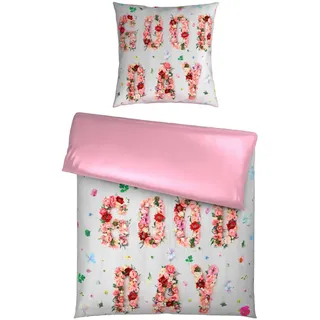 Esposa Wendebettwäsche, Rosa, Textil, Blume, 135x200 cm, Oeko-Tex® Standard 100, Oeko-Tex® Made IN Green, pflegeleicht, hautfreundlich, schadstoffgeprüft, Schlaftextilien, Bettwäsche, Bettwäsche, Satin-Bettwäsche