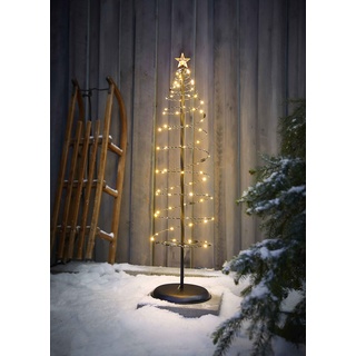 Northpoint LED Spiral Weihnachtsbaum Batteriebetrieben Metall Baum 80 warmweiße LEDs 100 cm für Innen und Außen Timerfunktion (Schwarz)