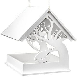 HTI-Line Vogelhaus Vogelhaus Mina, Futterhäuschen mit Baum-Motiv weiß