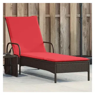 furnicato Gartenliege Sonnenliege mit Rollen 61x200x48 cm Braun PE-Rattan braun