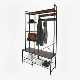 Relaxdays Kleiderständer HBT 190 x 120 x 40 cm schwarz/braun