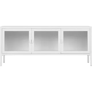 House Nordic Brisbane TV-Lowboard 130 x 40 x 55 cm Weiß Glas/Stahl