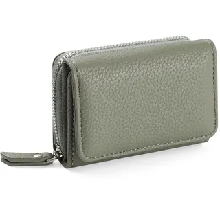 RRANCharltu Geldbörse Damen klein Leder Mini Portemonnaie,Dunkelgrün | Kleiner Geldbeutel Damen,Portmonee Kunstleder,Geräumiges Reißverschluss-Münzfach,6 Kartenfächer,Brieftasche,Kompakt & Leicht