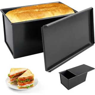 BORDEAG Brotbackform mit Deckel, Antihaft Brotformen Zum Backen, Brotbackform, Brotbackformen, Backform Rechteckig, Backen Zubehör, 22.8 x 12.3 x 11 cm, für Brot und Toastbrot