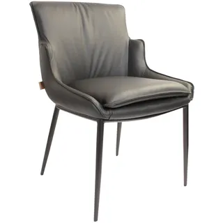 SIX Komfortabler Lusso Echtleder Stuhl - Hochwertiges Rindsleder, belastbar bis 150 kg, ergonomisch, stabil, ideal für Esszimmer, Büro, Konferenzraum - in Schwarz