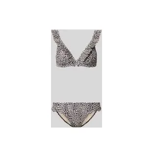 Bikini-Set im Allover-Look mit Rüschen, Beige, $listsize[$i].replace('"','"')