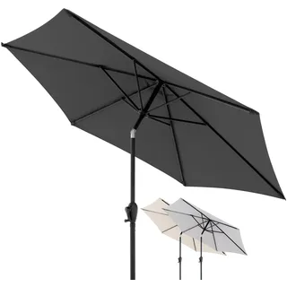 Doppler Sonnenschirm Jack Ø 250 cm, Dunkelgrau, mit Kurbel, UV-Schutz 50+ | Runder Gartenschirm, Alu-Gestell, Polyester, 3-Positionen-Knicker für flexible Schattenausrichtung