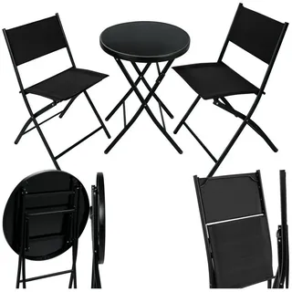 Tectake Bistro-Set 3-tlg. Schwarz