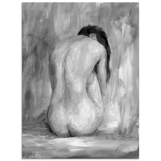 Glasbild ARTLAND "Figur in schwarz & weiß II" Bilder Gr. B/H: 45 cm x 60 cm, Glasbild Frau Hochformat, 1 St., grau Glasbilder in verschiedenen Größen