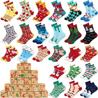 Socken Adventskalender 24 Paar Weihnachten Damen Herren Neuheit