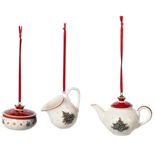 Villeroy und Boch Toy's Delight Decoration Ornamente Kaffee-Set 3tlg., kleines Baumschmuck-Set aus Premium Porzellan, bunt, 6,3 cm