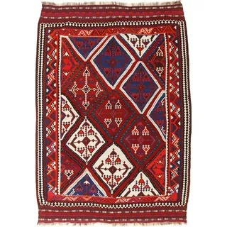 Nain Trading Designteppich Perser Kelim Fars Ghashghai 236x168 Handgewebt Orientteppich, Höhe: 0.4 mm blau|grau