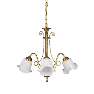 Helios Leuchten Pendelleuchte klassisch vintage Wohnzimmerlampe Jugendstil echt Messing, Hängelampe für Esszimmer, Oberfläche antik-finish 3 x E27 goldfarben