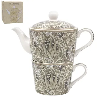 The Leonardo Collection William Morris Christmas Artischocke Tea for One - Festliches Teekanne und Tasse Set mit elegantem saisonalem Design, dekoratives Geschenk für Teeliebhaber und stilvolles