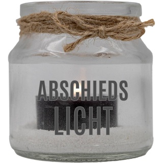 Trauer-Windlicht Glas mit Teelicht und Sand, Abschieds-Licht, 7x7cm Trauer-Licht mit Trauer-Kerze Gedenk-Kerze schwarz