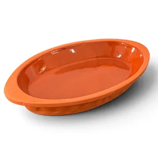 Vienberg Altea Mediterrane Ton Servierpfanne Tonpfanne 2000 ml, 34,5x18,5cm | ofenfeste Terrakotta, Ton-Auflaufform, Kil Tava, güvec, Ton Servier-Schale Tonschale, Clay, tongeschirr tonschüssel